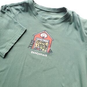 Life is Good T Shirt Sz L Green Crusher Tee Daddyshack Dad Lawn Garage Yard